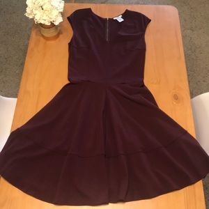 Bar III Fit n Flare Dress, deep purple Size Large